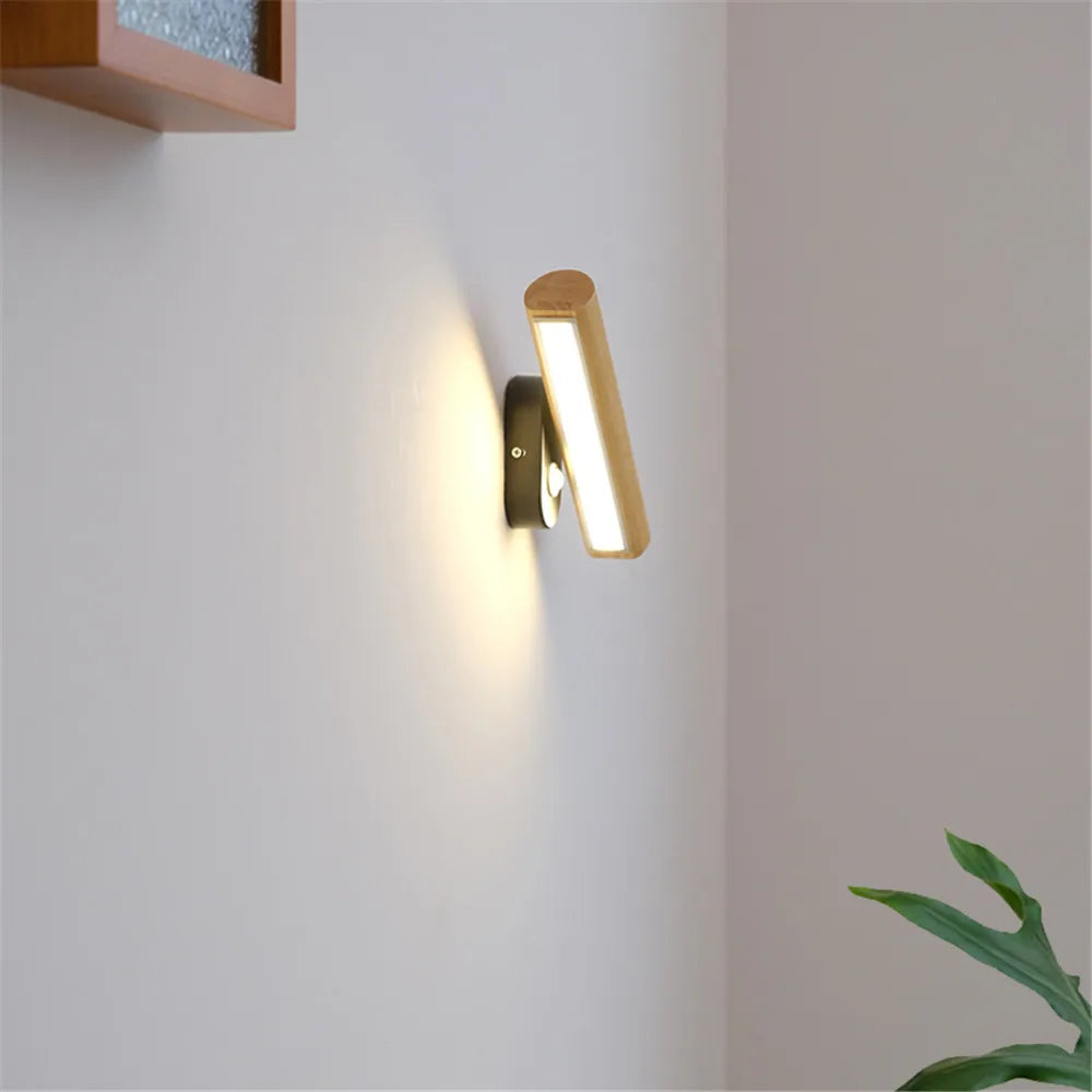 Applique Murale Pivotante Bois Nordique avec Interrupteur LED