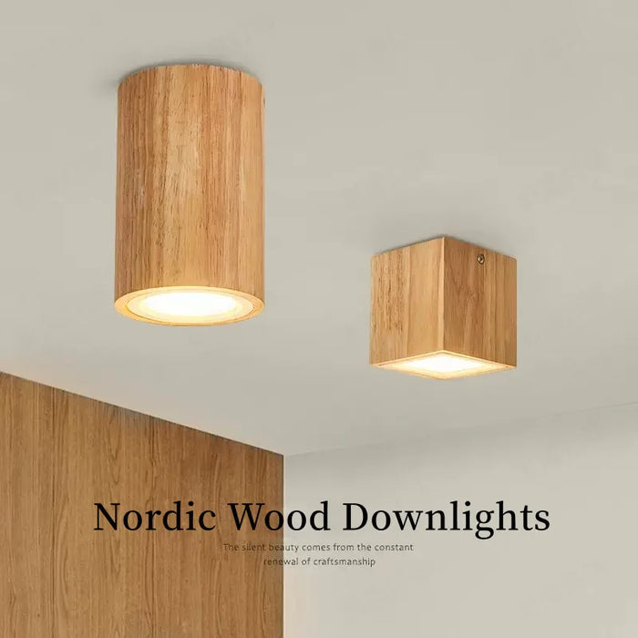 Plafonnier LED Carré en Bois Nordique Nordic Glow - Downlight