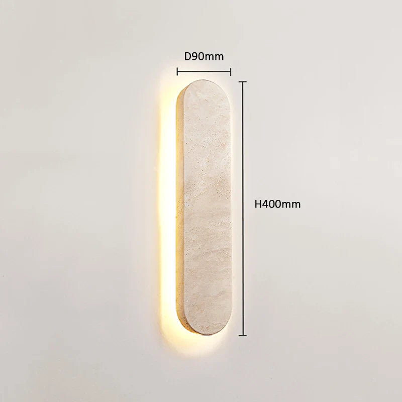 Applique Murale Scandinave pour Cour Extérieure - Pierre Naturelle Beige 40CM LED Étanche