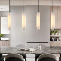 Suspension Luxe en Marbre Naturel avec Fil en Laiton Réglable