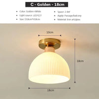 Plafonnier LED Crème en Céramique et Verre