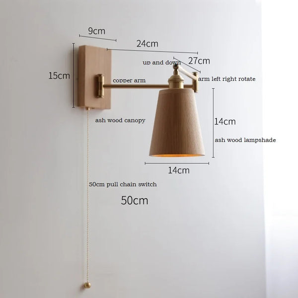 Applique murale LED en bois noble