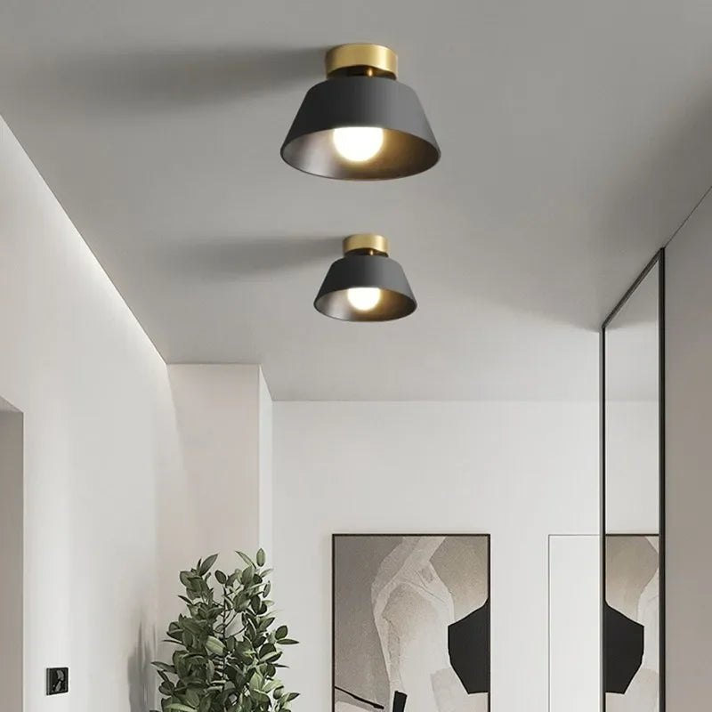 Plafonnier LED rétro en fer rond avec abat-jour - Style Vintage