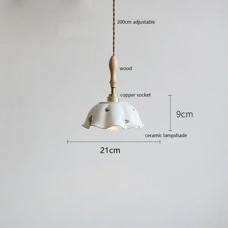 Suspension céramique fleur LED nordique moderne