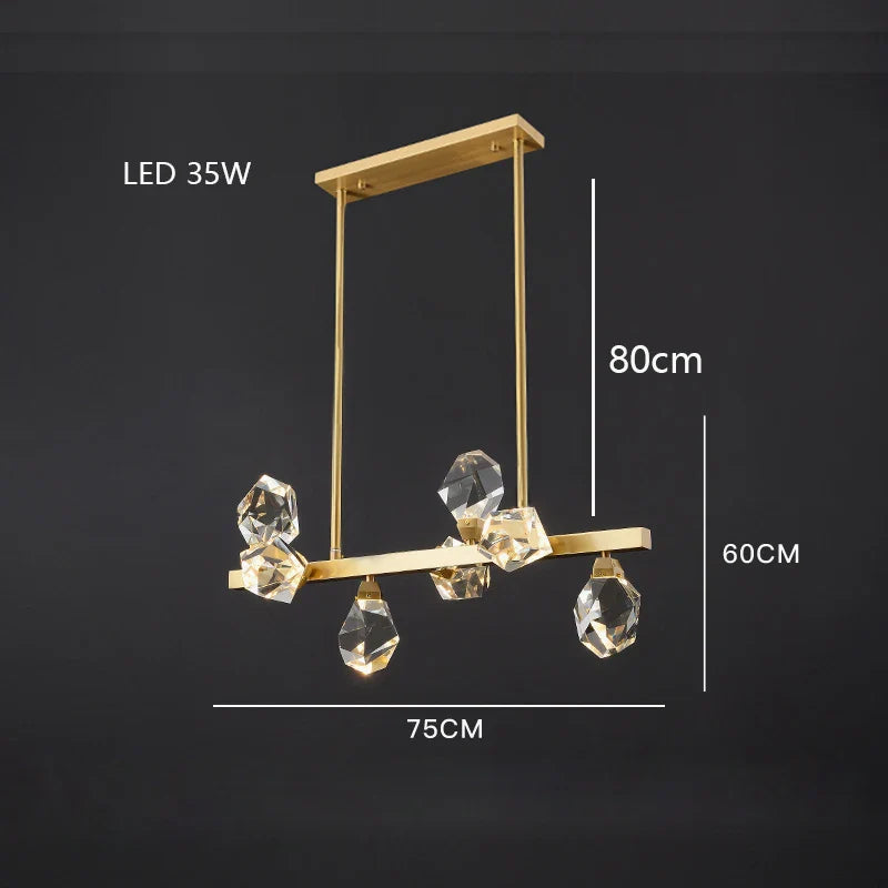 Lustre de Luxe en Laiton Diamant Cristal LED Moderne