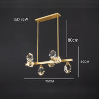 Lustre de Luxe en Laiton Diamant Cristal LED Moderne