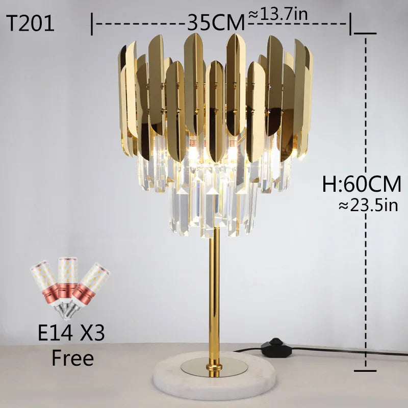 Applique murale LED en cristal doré de style moderne