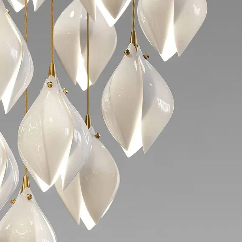 Lustre Duplex LED Magnolia en Céramique pour Hôtel et Villa