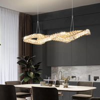 Lustres modernes en cristal de luxe LED Suspended Gold
