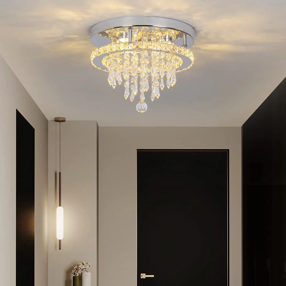 Lustre Moderne en Cristal pour Plafond