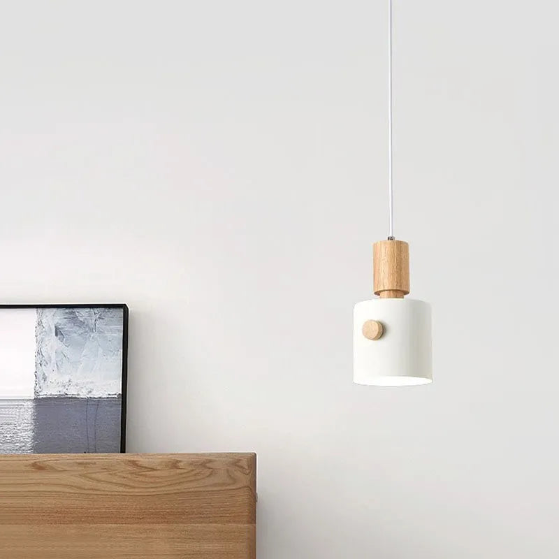 Suspension LED Nordique en Bois pour Intérieur - Lampe Décorative Macaron Luminaire Unique pour Salon, Salle à Manger et Chambre