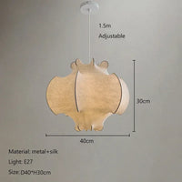 Lustre Nordique en Soie Japonaise Wabi Sabi avec Éclairage LED