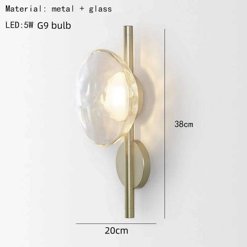 Applique Murale Nordique en Verre Transparent et Métal Doré pour Divers Espaces - Collection Scandinave