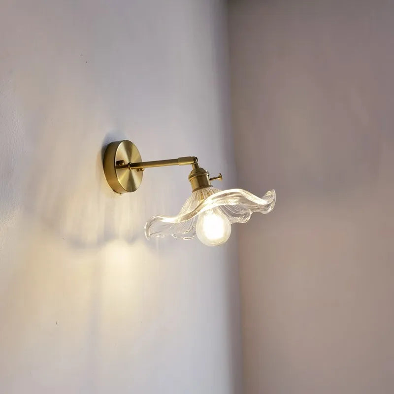 Applique murale LED rotative en verre et laiton pour miroir