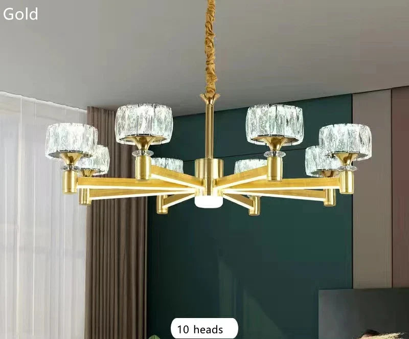 Lustre Nordique Luxe en Cristal Or et Noir