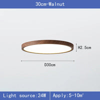 Plafonnier LED Circulaire Ultra-Mince Grain de Bois, 3 Tons de Lumière