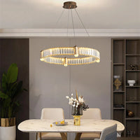 Lustre LED Nordique : Anneau Rond en Cristal Post-Moderne