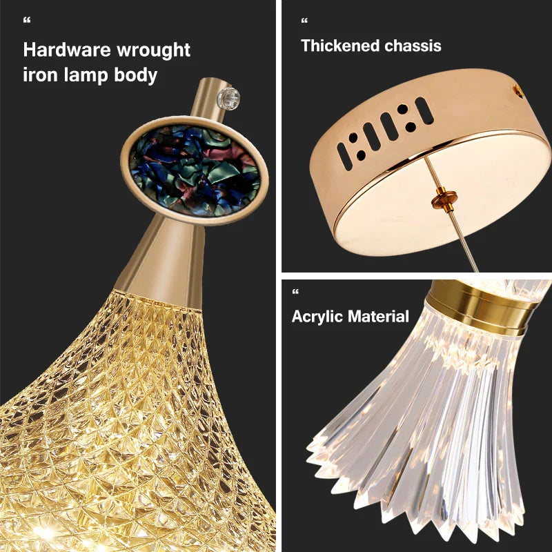 Plafond LED nordique en cristal : suspension lumineuse pour un éclairage élégant