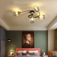 Lustre moderne nordique en spirale en verre et fer - Collection Scandinave