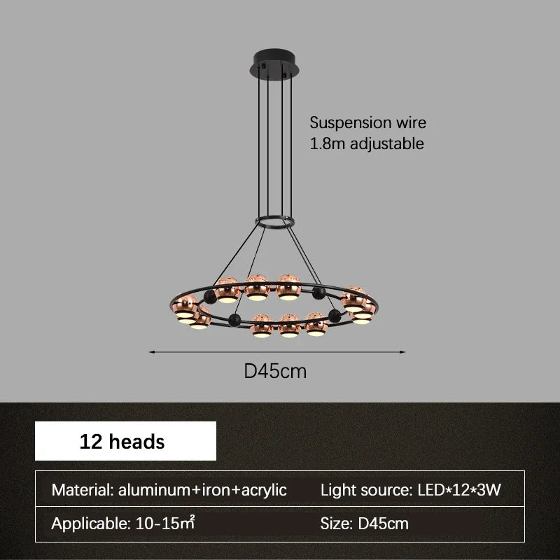 Lustre Nordique Moderne LED Circulaire De Luxe Haricot Duplex