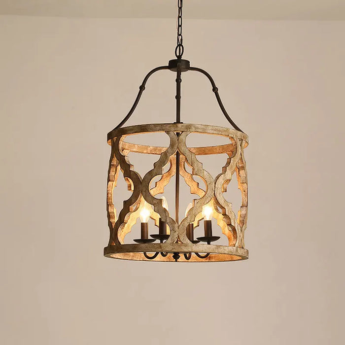 Lustre en bois créatif américain rural pour boutiques et restaurants - Collection RustiWood