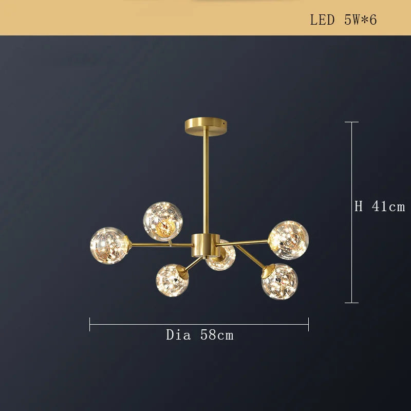 Lustre Cuivre Moderne et Minimaliste avec Étoile LED