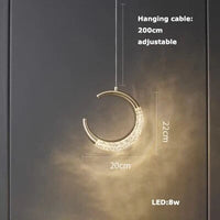 Lustre LED en Cuir et Verre