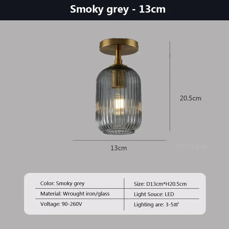 Plafonnier en verre LED nordique pour salle de bain, salon et chambre