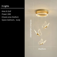 Lustre d'escalier acrylique forme de papillon - Collection Art LED Scintillante