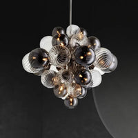 Lustre Nordique en Boule de Verre Argentée à Bulles d'Air