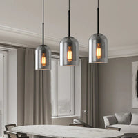 Suspension vintage en verre fumé pour restaurant loft