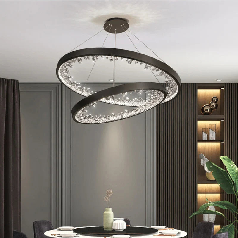 Lustre moderne en cristal avec éclairage LED pour villa de luxe