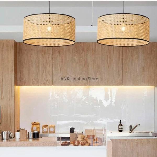 Lustre d'art en Rotin Bambou LED - Élégance Chinoise