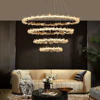 Lustre de Luxe Moderne en Cristal avec Éclairage LED Annulaire Variable