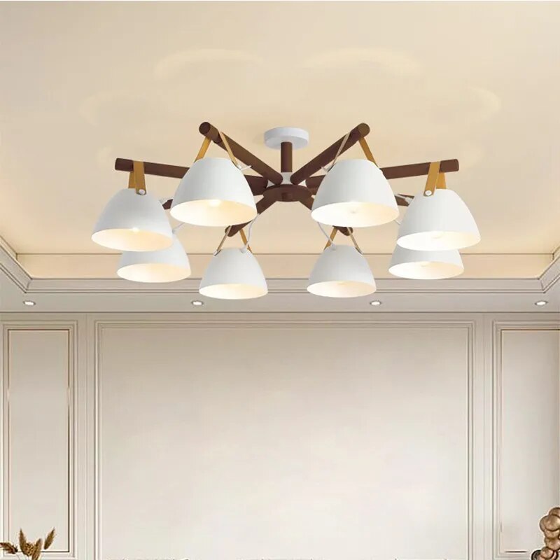Plafonnier LED Bois & Cuir
