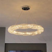 Lustre Moderne en Cristal K9 avec Suspension et Télécommande Dimmable