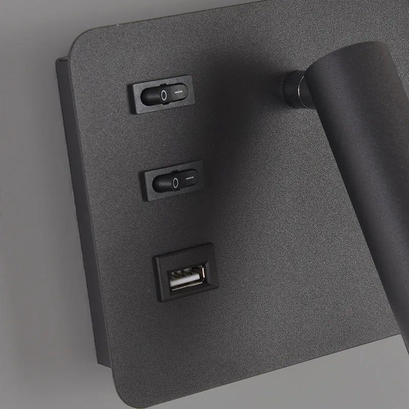 Applique murale LED d'intérieur moderne avec port USB