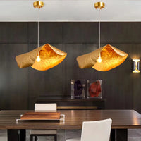 Suspension de luxe en cuivre avec feuille de lotus design rétro