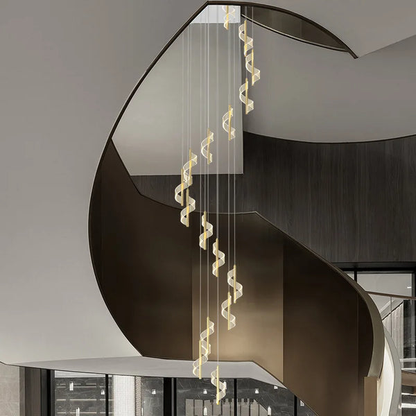 Lustre LED design nordique en acrylique à torsion unique