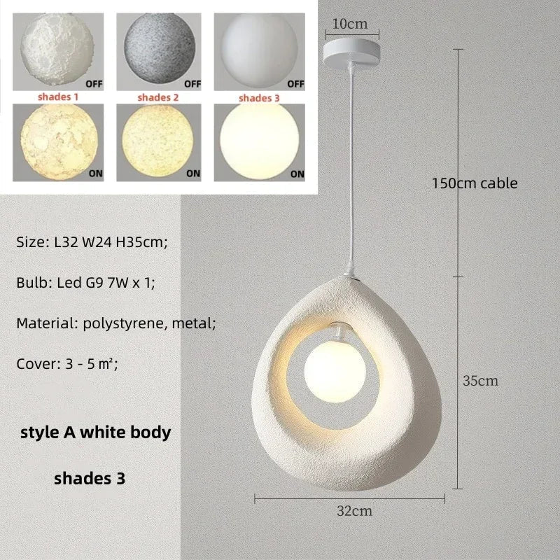 Nordique Suspension LED pour Salle à Manger - Collection Wabi Sabi