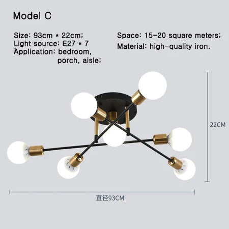 Lampe Plafonnier Nordique Multitêtes "Haricot Magique"