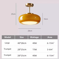 Lustre Antique en Verre et Laiton Orange Medieval