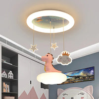 Lustre Créatives pour Chambre d'Enfants Dinosaure Rose et Vert - Fille et Garçon