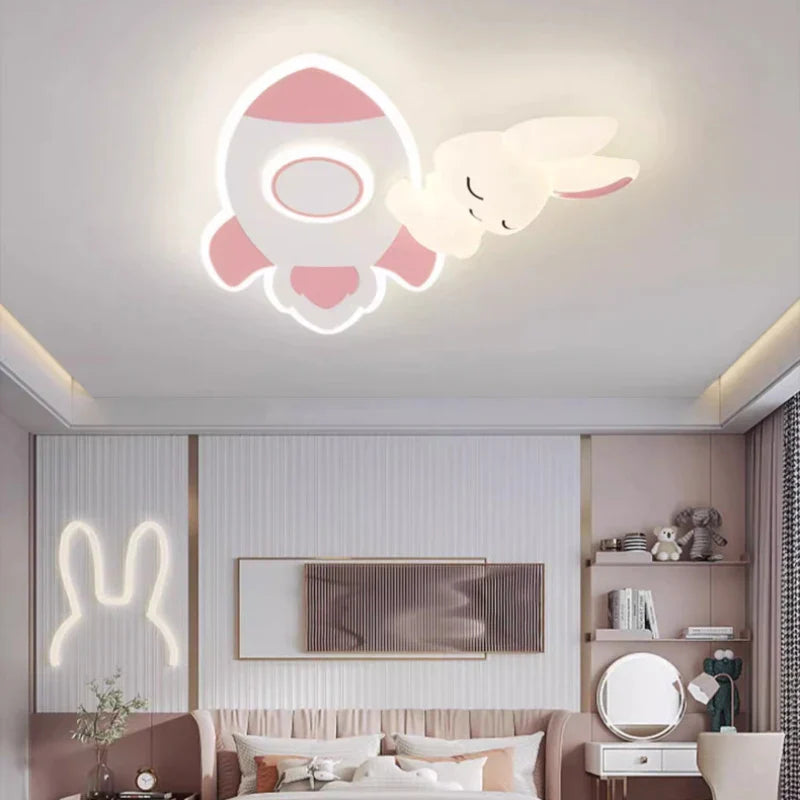 Plafonnier LED Lapin Blanc pour Chambre d'Enfant Princesses