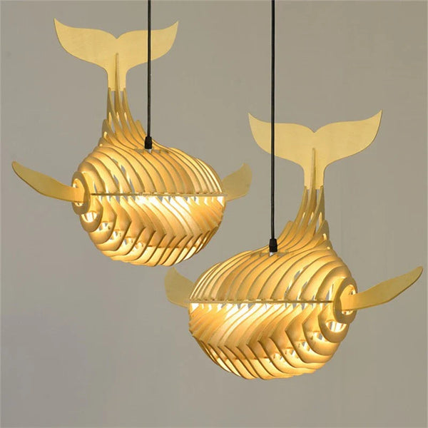 Lampe en bois de baleine: suspension d'art moderne
