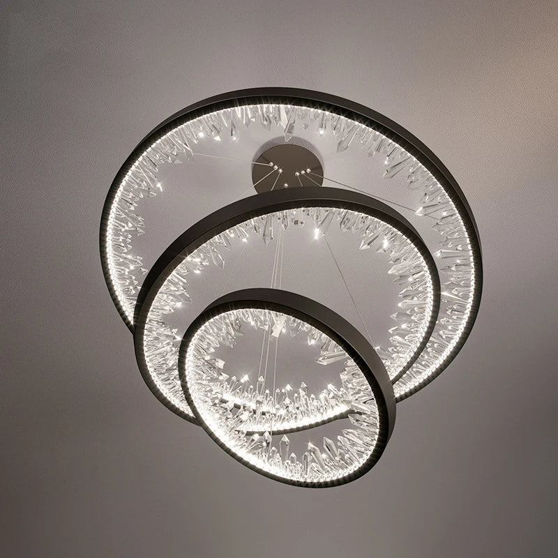 Lustre moderne en cristal avec éclairage LED pour villa de luxe
