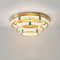 Lustre moderne en cristal rond à trois couches LED 2024 - Élégance Illuminée