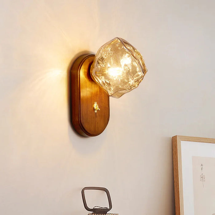 Applique murale LED en bois avec interrupteur - Édition Nouveau Style