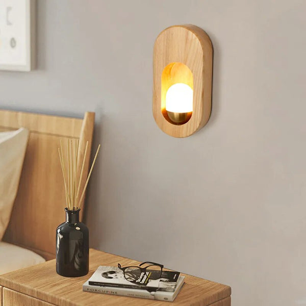 Applique murale LED nordique en bois naturel