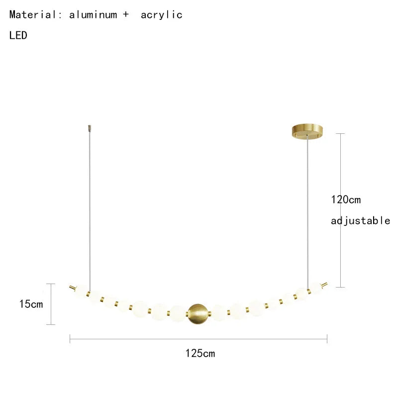 Luminaire de suspension LED en laiton avec fil réglable et abat-jour rond